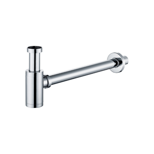 Modern Bottle Trap, Extension & Flange - Chrome