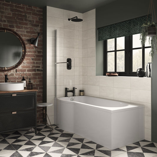 ludo p shape shower bath pack 1700x850x560mm lh, Baths, Shower Baths, Alessio, 1