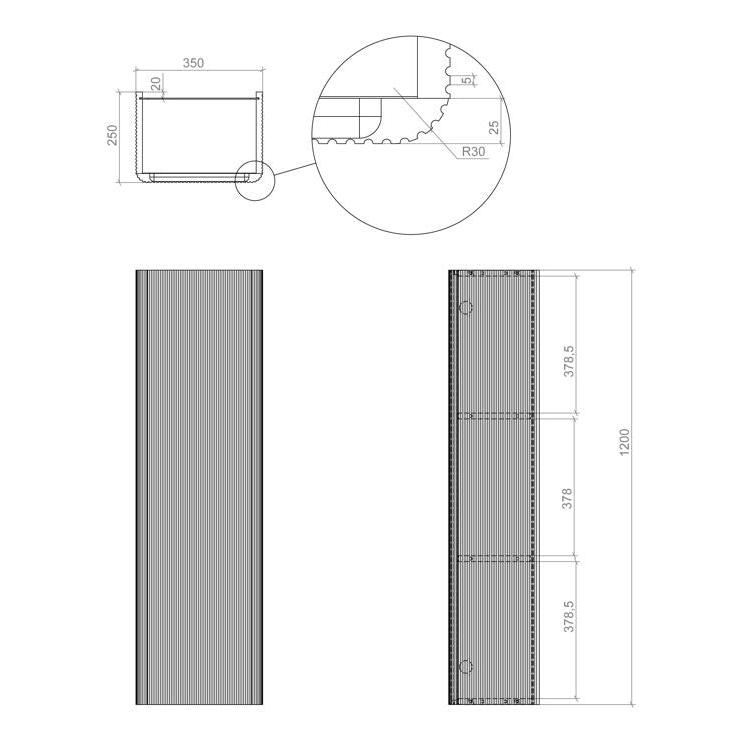 Calpe 350mm Wall Hung 1 Door Tall Unit - Matt Black