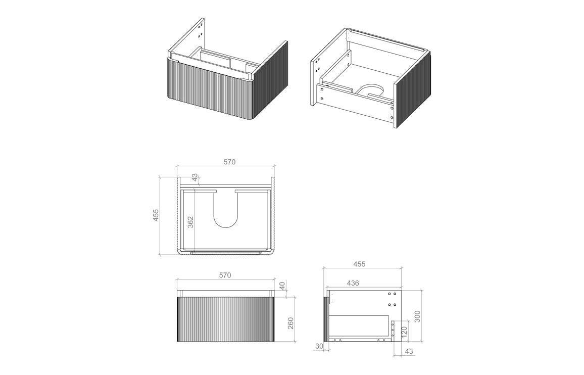 Calpe 600mm Wall Hung Basin Unit & Basin - Matt Latte