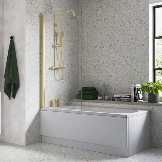 Single Straight Bath Screen - Brushed Brass
