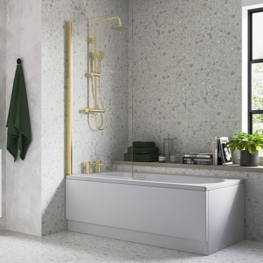 Square Straight Bath Screen - Brushed Brass