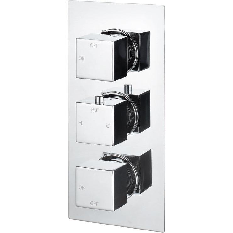 Raul Square Shower Pack Two Outlet, Riser & Overhead Kit