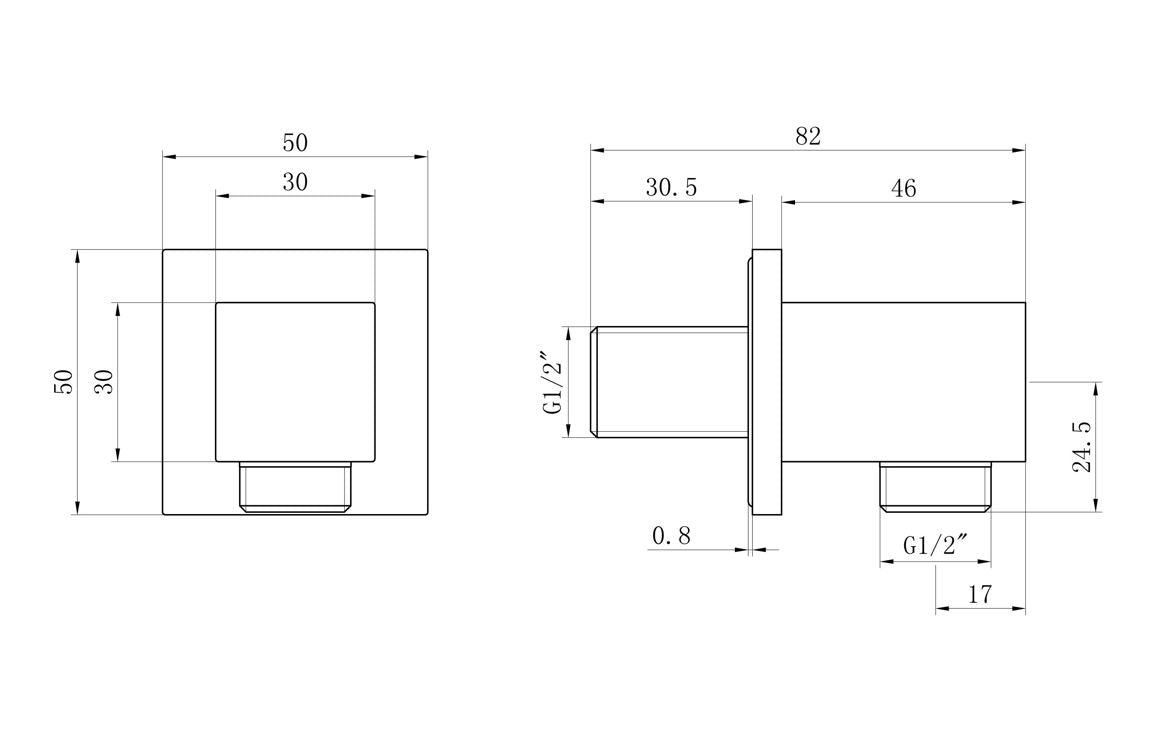 Square Two Outlet Shower Valve with Riser & Overhead Kit - Brushed Brass