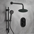 round concealed valve head arm shower pack matt black, Alessio, Mixer Showers, Shower Valves, Showers, 1