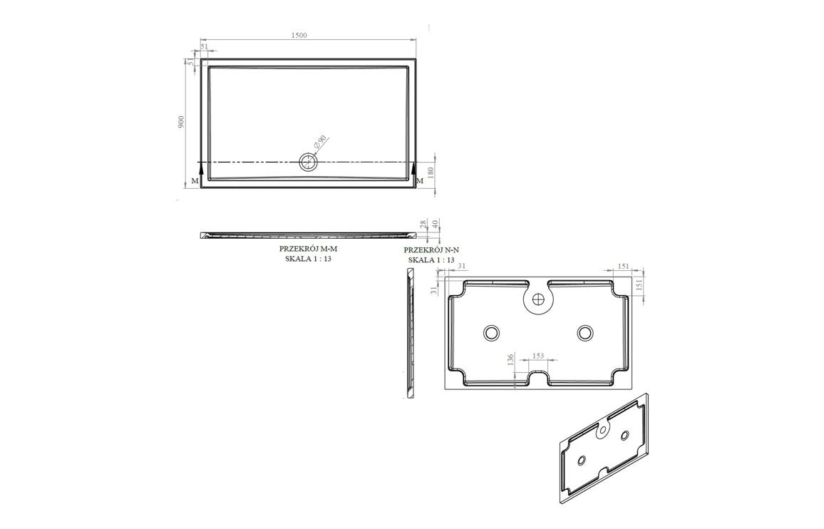 40mm Deluxe 1500x900mm Rectangular Shower Tray & Waste