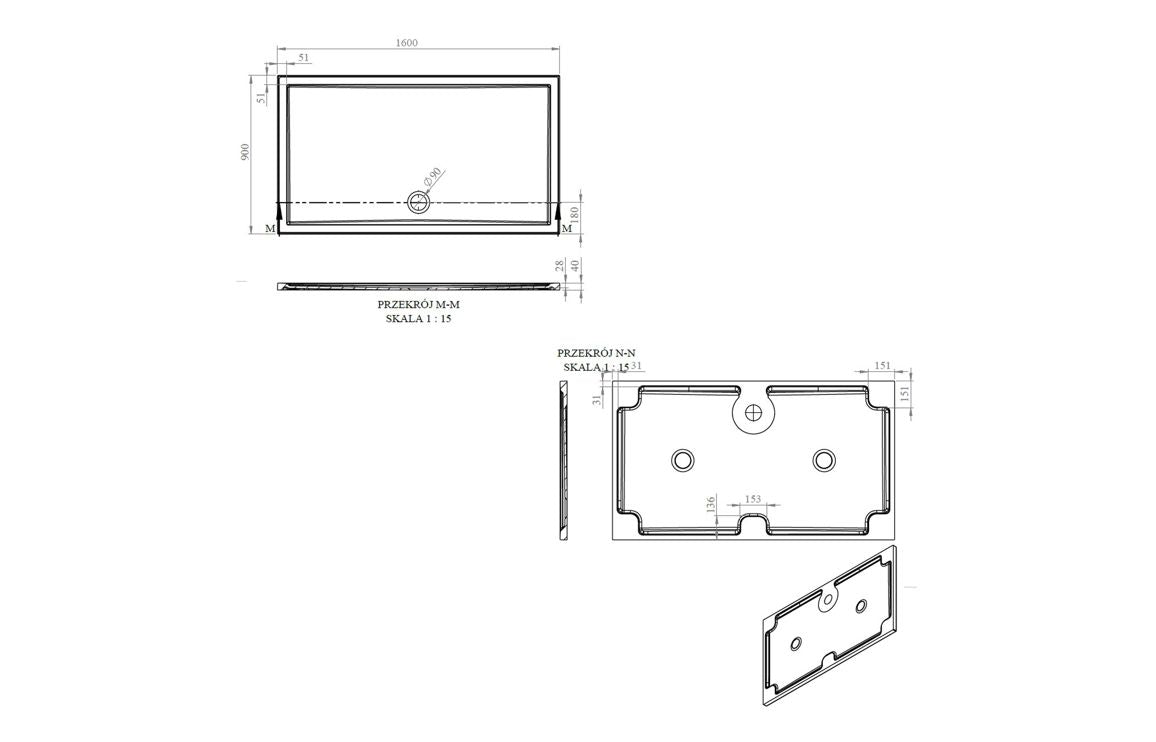 40mm Deluxe 1600x800mm Rectangular Shower Tray & Waste