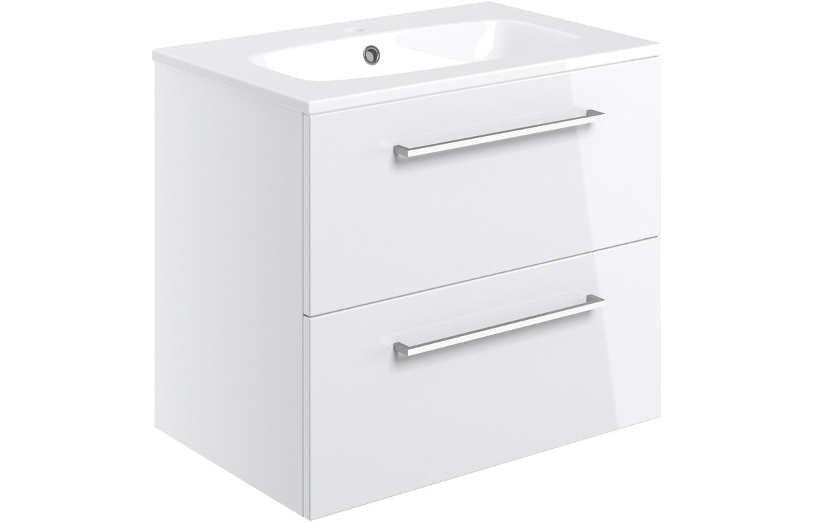 Lucio Bath Suite 1700mm with White Gloss 600mm Wall Hung Basin Unit And Toilet