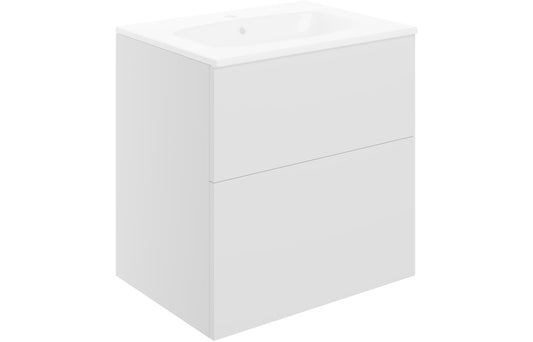 Valente 610mm Wall Hung 2 Drawer Basin Unit & Basin - Matt White