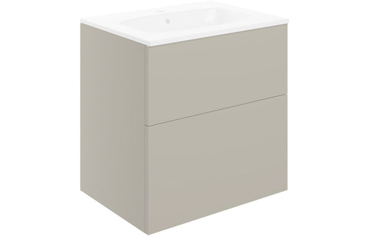 Valente 610mm Wall Hung 2 Drawer Basin Unit & Basin - Matt Latte