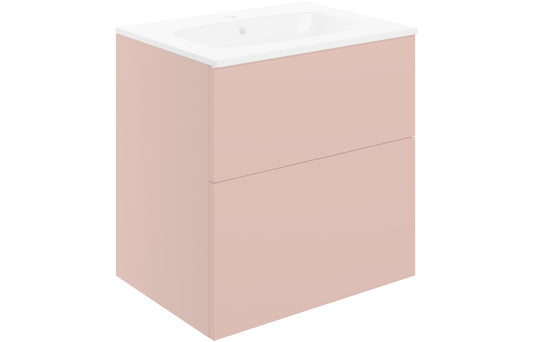 Valente 610mm Wall Hung 2 Drawer Basin Unit & Basin - Matt Antique Rose