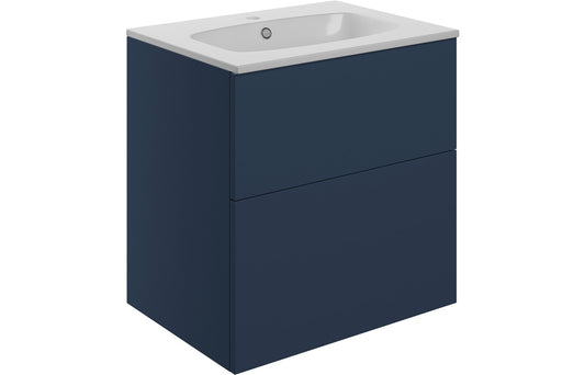 Valente 610mm Wall Hung 2 Drawer Basin Unit & Basin - Matt Deep Blue