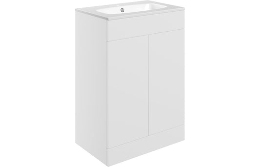 Valente 615mm Floor Standing 2 Door Basin Unit & Basin - Matt White