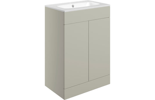 Valente 615mm Floor Standing 2 Door Basin Unit & Basin - Matt Latte