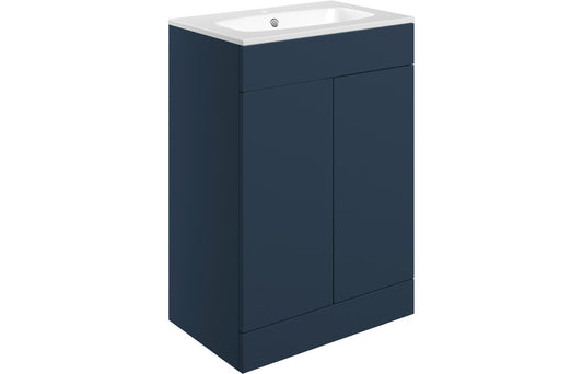 Valente 615mm Floor Standing 2 Door Basin Unit & Basin - Matt Deep Blue