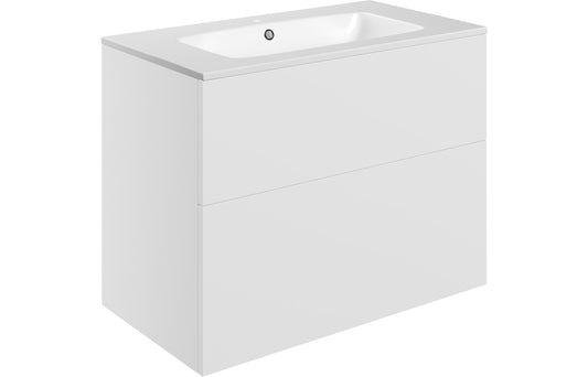 Valente 815mm Wall Hung 2 Drawer Basin Unit & Basin - Matt White