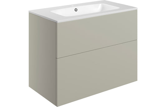 Valente 815mm Wall Hung 2 Drawer Basin Unit & Basin - Matt Latte