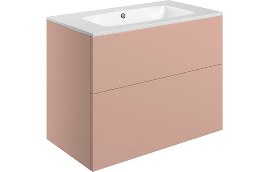 Valente 815mm Wall Hung 2 Drawer Basin Unit & Basin - Matt Antique Rose