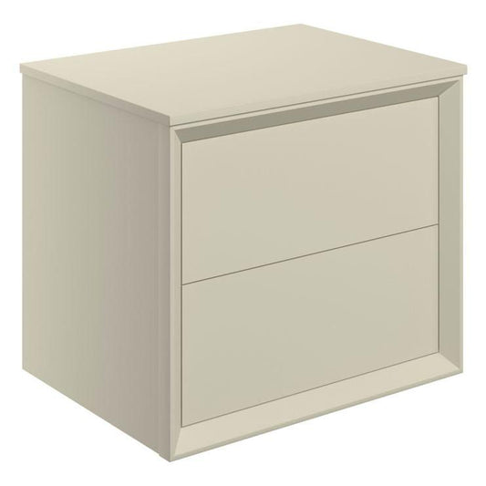 paris 600mm wall hung 2 drawer basin unit worktop matt cotton, Alessio, Wall Hung Vanity Unit, 1