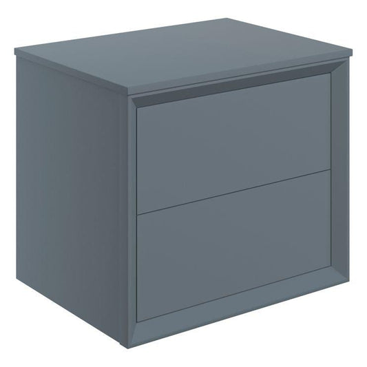 paris 600mm wall hung 2 drawer basin unit worktop matt storm blue, Alessio, Wall Hung Vanity Unit, 1