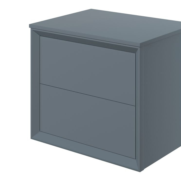 Paris 600mm Wall Hung 2 Drawer Basin Unit & Worktop - Matt Storm Blue