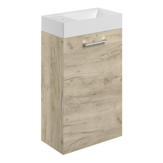 vito 410mm wall hung 1 door basin unit basin oak, Alessio, Wall Hung Vanity Unit, 1