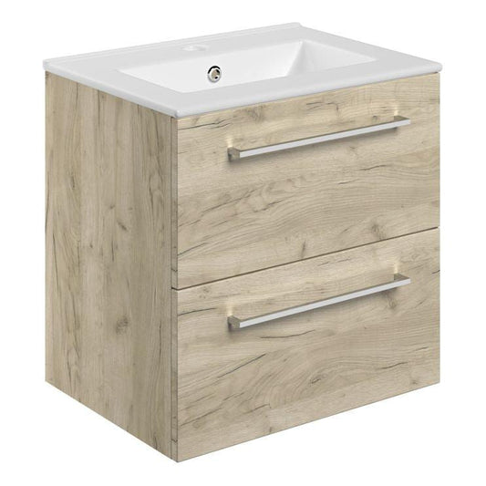 vito 510mm wall hung 2 drawer basin unit basin oak, Alessio, Wall Hung Vanity Unit, 1
