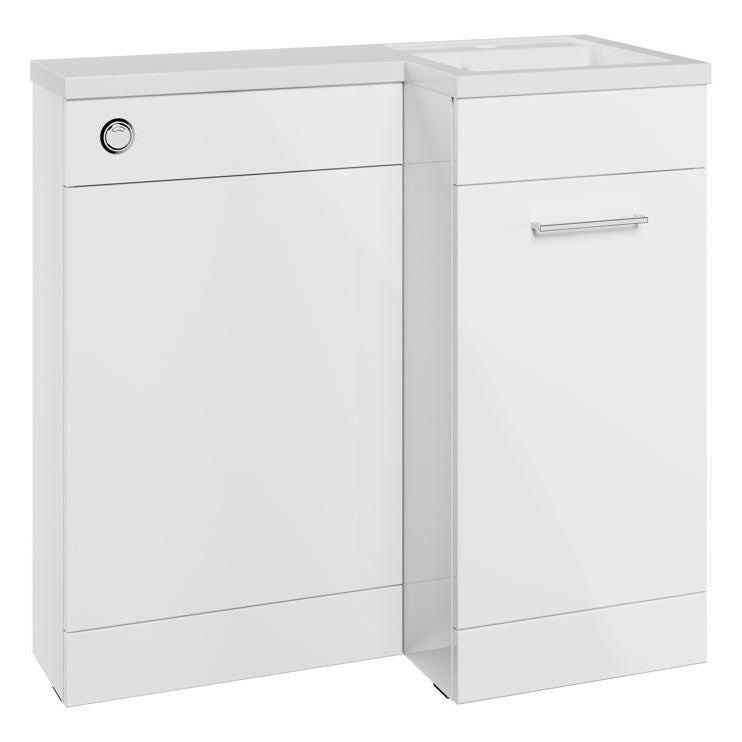 Valeria 900mm Combination Bathroom Suite Unit + Round Toilet - White Gloss