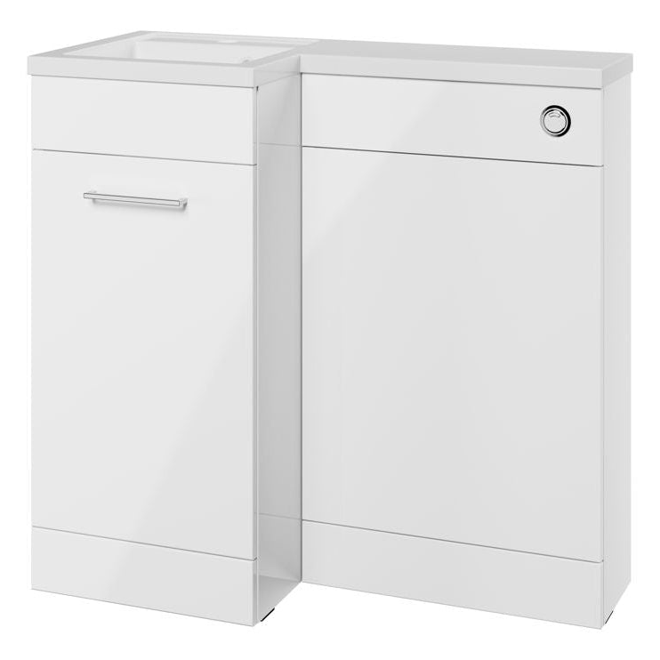Valeria 900mm Combination Bathroom Suite Unit + Round Toilet - White Gloss