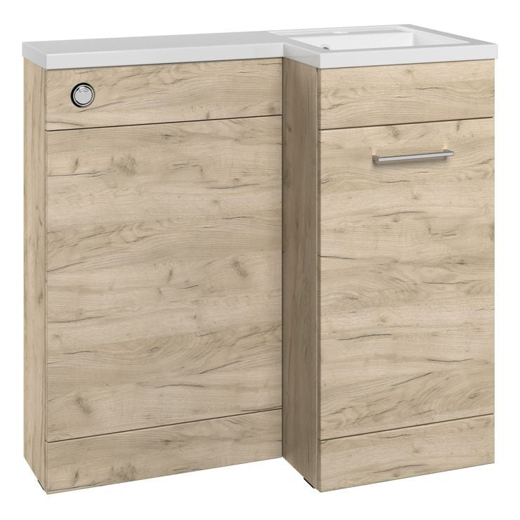 Valeria 900mm Combination Bathroom Suite Unit + Round Toilet - Oak
