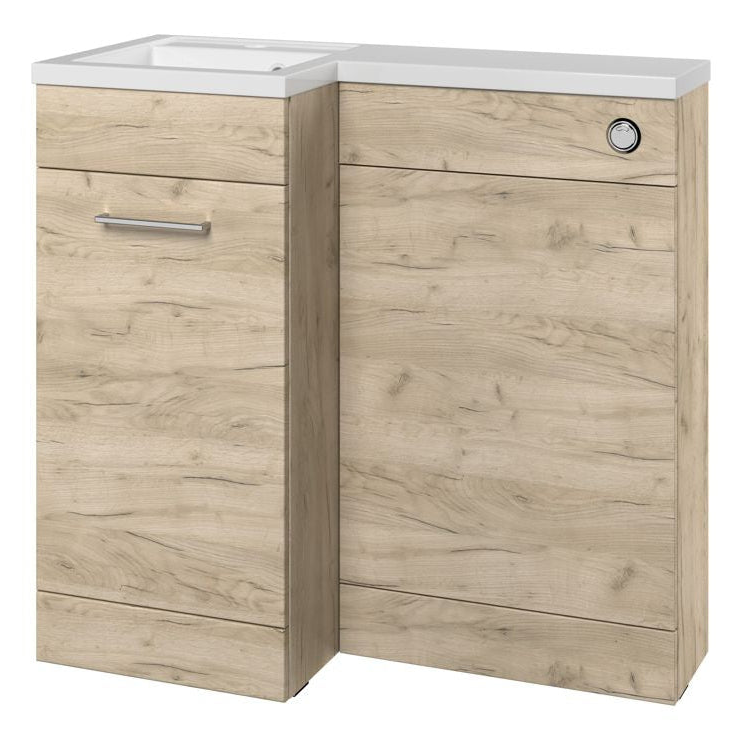 Valeria 900mm Combination Bathroom Suite Unit + Round Toilet - Oak