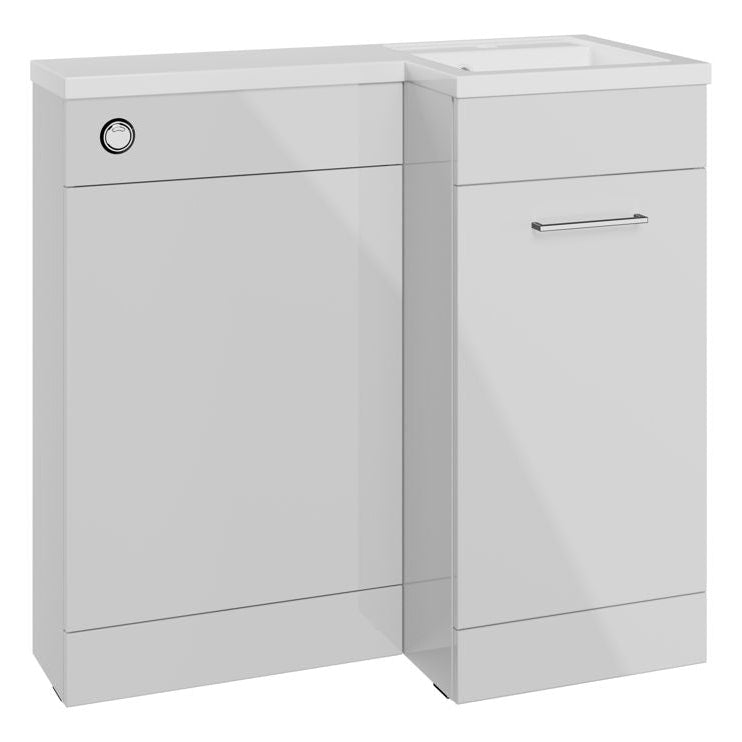 Valeria 900mm Combination Bathroom Suite Unit + Round Toilet - Grey Gloss