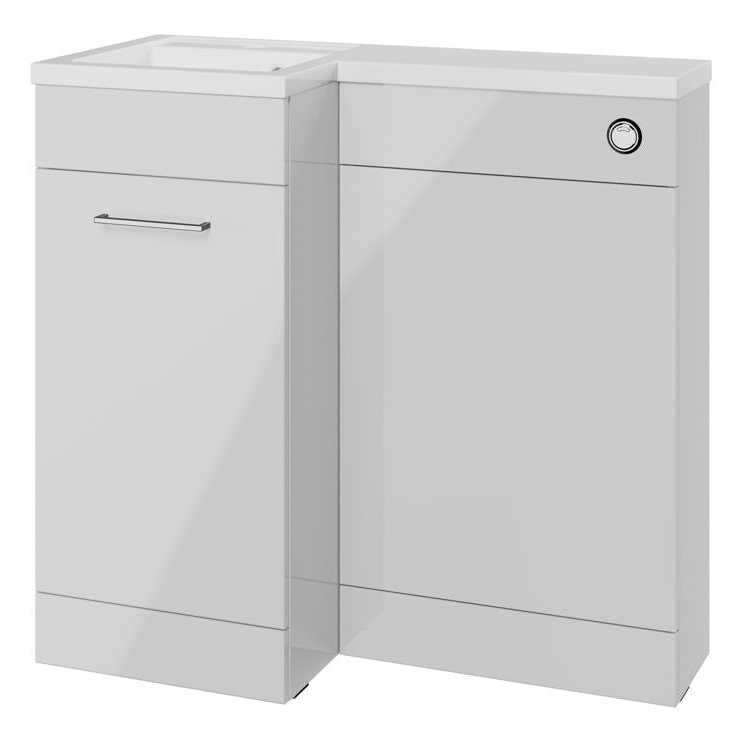 Valeria 900mm Combination Bathroom Suite Unit + Round Toilet - Grey Gloss
