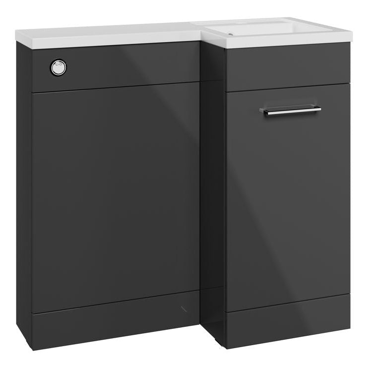 Valeria 900mm Combination Bathroom Suite Unit + Round Toilet - Anthracite Gloss