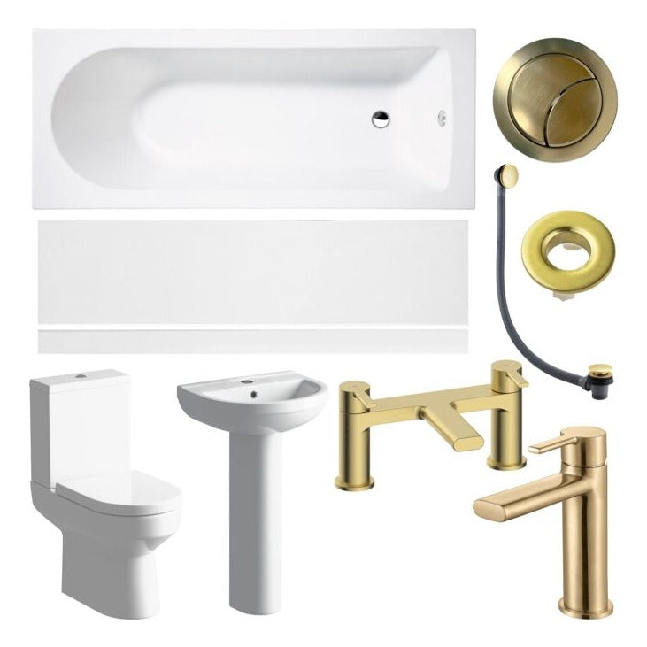 Elisa Sleek Bathroom Suite Brushed Brass Finishes