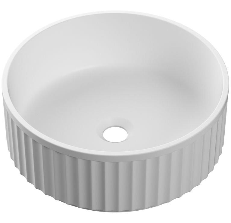 Flute Wash Bowl Counter Top Basin, White Basin