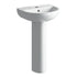 White pedestal sink on a white background