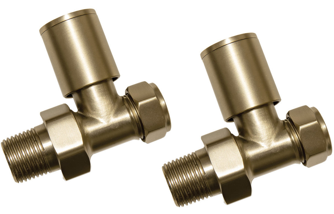 Straight Radiator Valve Pack (Pair) - Brushed Brass