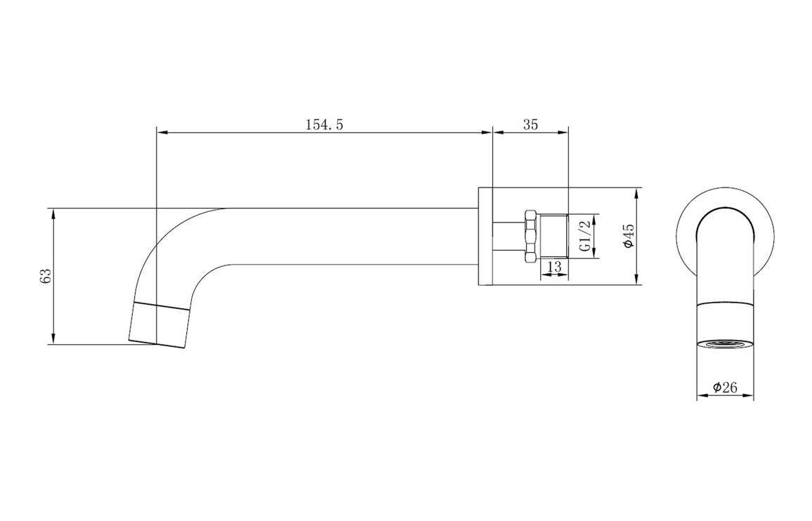 Montel Mono Matt Black Wall Mounted Basin Tap