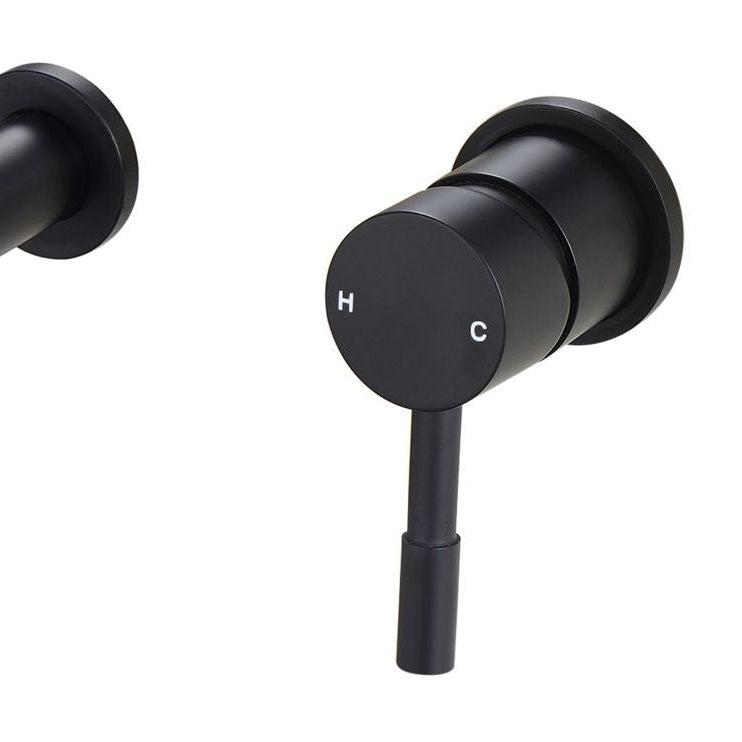 Black bathroom wall tap and handle set 