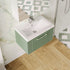 Deco Satin Green 600mm Wall Hung Single Drawer Vanity & Mid-Edge Basin
