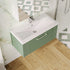 Deco Satin Green 800mm Wall Hung Single Drawer Vanity & Mid-Edge Basin