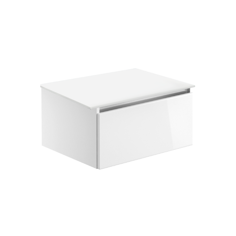 Dante 600mm 1 Drawer Wall Hung Basin Unit (With Top) - White Gloss