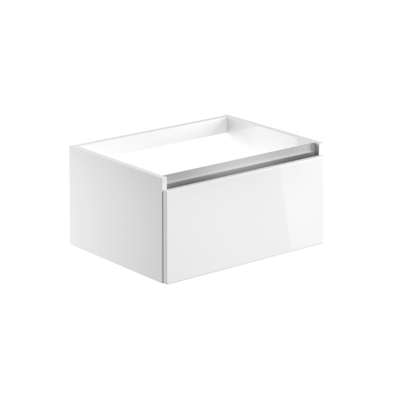 Dante 600mm 1 Drawer Wall Hung Basin Unit (With Top) - White Gloss