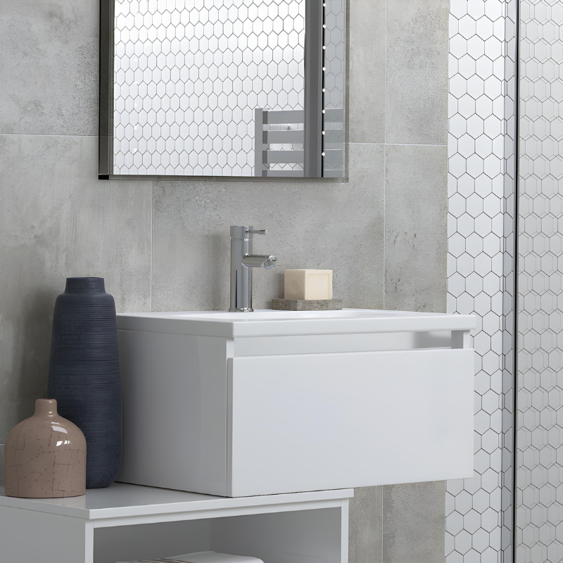 Dante 615mm 1 Drawer Wall Hung Unit & Basin - White Gloss