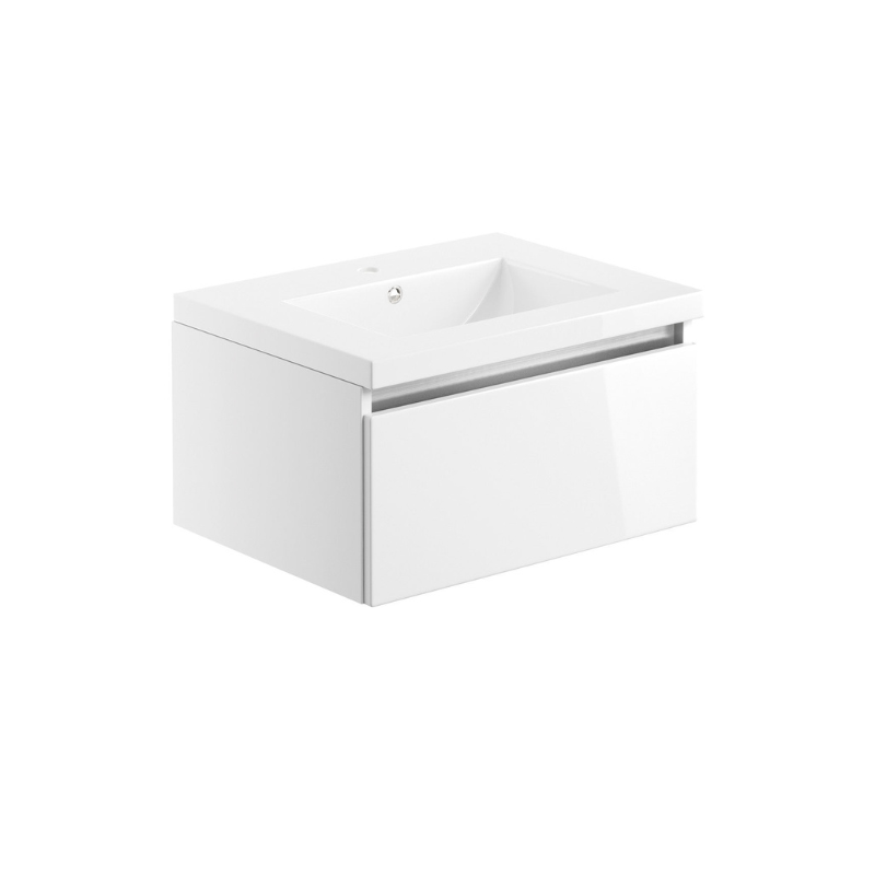 Dante 615mm 1 Drawer Wall Hung Unit & Basin - White Gloss