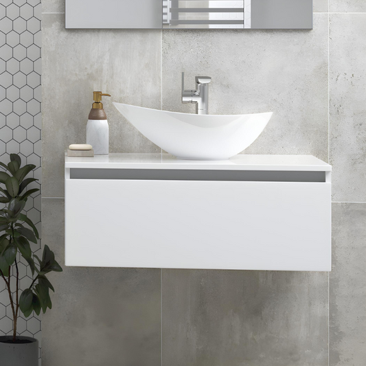 dante 800mm 1 drawer wall hung basin unit with top white, Alessio, Wall Hung Vanity Unit, 1