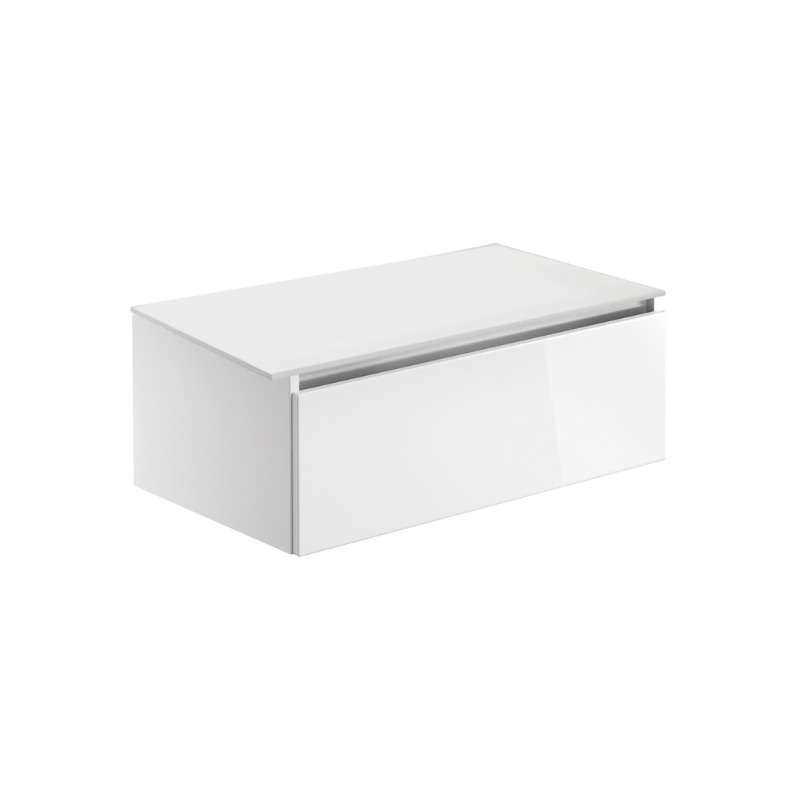 Dante 800mm 1 Drawer Wall Hung Basin Unit (With Top) - White