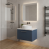 Deco Satin Blue 600 Wall Hung Vanity & Laminate Worktop Matt Carrera Marble