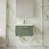 Deco Satin Green 600mm Wall Hung Single Drawer Vanity & Mid-Edge Basin
